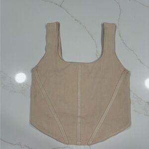 House of Harlow 1960 Neutral Beige Ribbed Tank